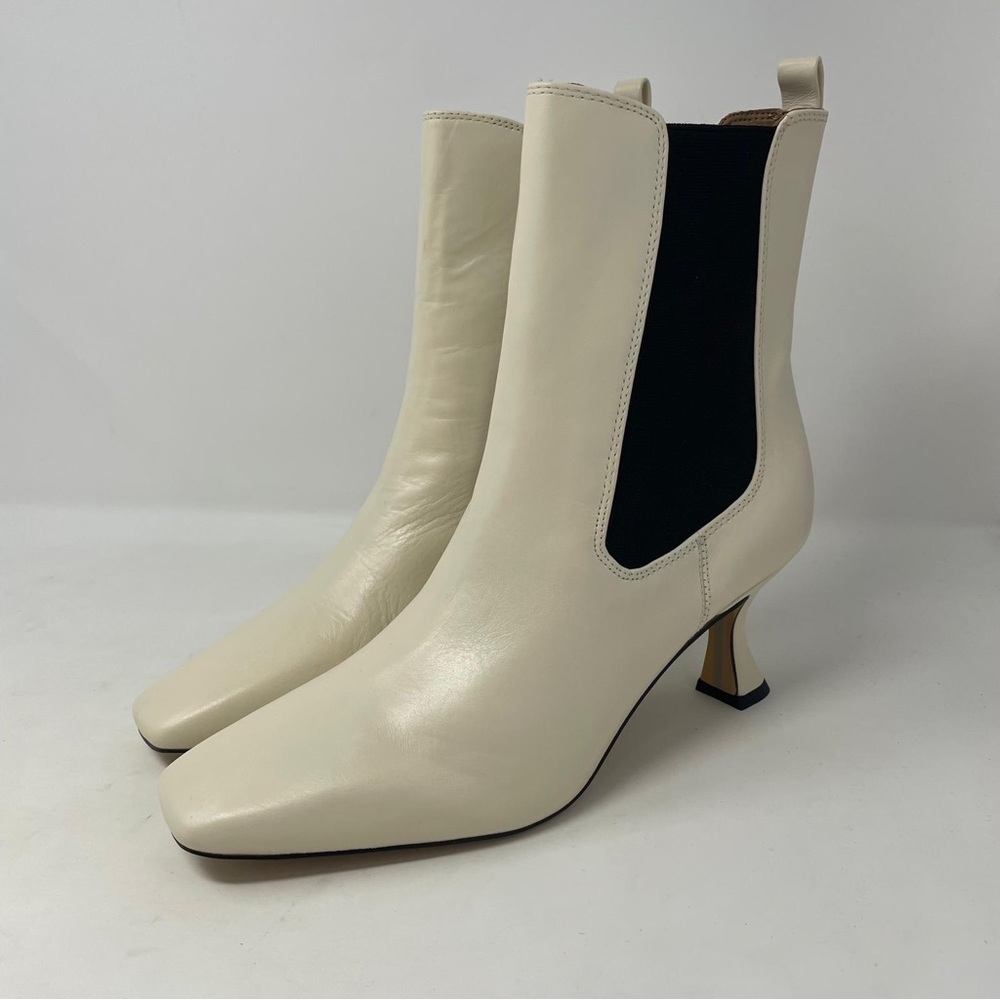 Sam Edelman Lani Kitten Heel Leather Ankle Boots in Ivory - NWT - Picture 9 of 12
